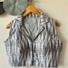 Pure Ikkat Handloom Cotton Collar Blouse – Padded Front-Open Readymade Blouse for Office Wear (Size 34-42 Alterable) - Image 10