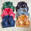 Pure Ikkat Handloom Cotton Collar Blouse – Padded Front-Open Readymade Blouse for Office Wear (Size 34-42 Alterable) - Image 2