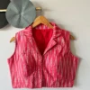 Pure Ikkat Handloom Cotton Collar Blouse – Padded Front-Open Readymade Blouse for Office Wear (Size 34-42 Alterable) - Image 20