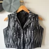 Pure Ikkat Handloom Cotton Collar Blouse – Padded Front-Open Readymade Blouse for Office Wear (Size 34-42 Alterable) - Image 5