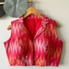 Pure Ikkat Handloom Cotton Collar Blouse – Padded Front-Open Readymade Blouse for Office Wear (Size 34-42 Alterable) - Image 8