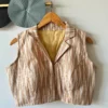 Pure Ikkat Handloom Cotton Collar Blouse – Padded Front-Open Readymade Blouse for Office Wear (Size 34-42 Alterable) - Image 9