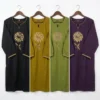 Pure Mal Cotton Embroidered Short Kurti for Women | Floral Thread Work Daily Wear Tunic Top - Image 2