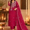 Pure Mul Chanderi Embroidered Kurta Pant Set with Scalloped Dupatta | 3-Piece Festive Suit Set for Women - Image 4
