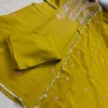 Pure Mul Chanderi Embroidered Kurta Pant Set with Scalloped Dupatta | 3-Piece Festive Suit Set for Women - Image 6