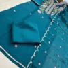 Pure Mul Chanderi Embroidered Kurta Pant Set with Scalloped Dupatta | 3-Piece Festive Suit Set for Women - Image 7