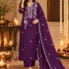 Pure Mul Chanderi Embroidered Kurta Pant Set with Scalloped Dupatta | 3-Piece Festive Suit Set for Women - Image 8