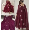 Pure Mul Chanderi Handwork Anarkali Kurta Pant Set with Scalloped Dupatta – Festive 3-Piece Suit - Image 2
