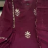Pure Mul Chanderi Handwork Anarkali Kurta Pant Set with Scalloped Dupatta – Festive 3-Piece Suit - Image 3