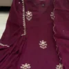 Pure Mul Chanderi Handwork Anarkali Kurta Pant Set with Scalloped Dupatta – Festive 3-Piece Suit - Image 4