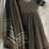 Pure Narayanpet Handloom Cotton Silk Anarkali Dress with Dupatta | Maggam Work Scalloped Neck & Elephant Border Flared Ethnic Gown Set - Image 2