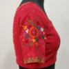 Pure Raw Silk Readymade Blouse – Gujarati Kutchi Hand Embroidery & Mirror Work Saree Blouse with Deep Round Back - Image 4