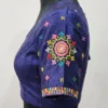 Pure Raw Silk Readymade Blouse – Gujarati Mandala Thread Embroidery & Mirror Work Saree Blouse with Deep Round Back