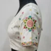 Pure Raw Silk Readymade Blouse – Gujarati Mandala Thread Embroidery & Mirror Work Saree Blouse with Deep Round Back - Image 3
