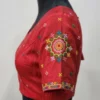 Pure Raw Silk Readymade Blouse – Gujarati Mandala Thread Embroidery & Mirror Work Saree Blouse with Deep Round Back - Image 5