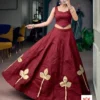 Pure Rayon Cotton 5–6 Meter Flared Skirt with Blouse Fabric | Gold Appliqué Work Festive Lehenga Skirt