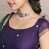 Pure Silk Flared Anarkali Gown with Dual-Tone Contrast Dupatta | Handcrafted Butti Work Long Festive Kurti Dress - Image 3