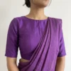 Purple Boat Neck Saree Blouse – Cutout Back with Tassels Readymade Silk Blouse for Sarees & Lehengas
