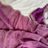 Purple Raw Silk Designer Blouse with Scalloped Cutwork Neckline | Hand Embroidered Zari Saree Choli - Image 12