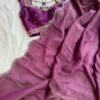 Purple Raw Silk Designer Blouse with Scalloped Cutwork Neckline | Hand Embroidered Zari Saree Choli - Image 3