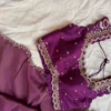 Purple Raw Silk Designer Blouse with Scalloped Cutwork Neckline | Hand Embroidered Zari Saree Choli - Image 5