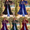 Pushpa Embroidered Georgette Front-Slit Long Kurti – Tiered Indo-Western Flare Tunic with Bell Sleeves - Image 2