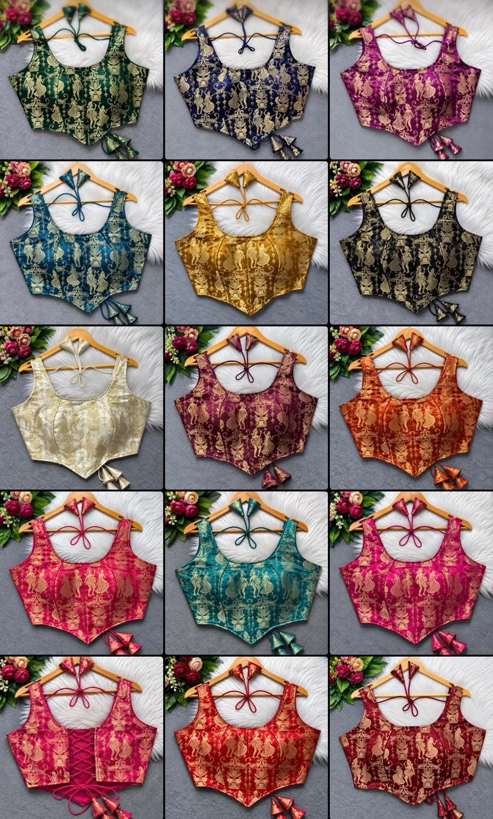 Raas Leela Banarasi Brocade Corset Blouse | Readymade Padded Sleeveless Blouse with Dori & Latkan (Sizes 38-40)