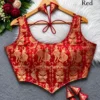 Raas Leela Banarasi Brocade Corset Blouse | Readymade Padded Sleeveless Blouse with Dori & Latkan (Sizes 38-40) - Image 2