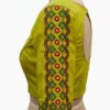 Raw Silk Embroidered Saree Blouse – Floral Thread Work Elbow Sleeve Readymade Blouse with Back Cutout - Image 2
