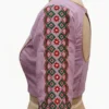 Raw Silk Embroidered Saree Blouse – Floral Thread Work Elbow Sleeve Readymade Blouse with Back Cutout - Image 3