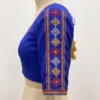 Raw Silk Mirror Work Saree Blouse – Kutchi Geometric Thread Embroidery Elbow Sleeve Readymade Blouse with Back Latkan - Image 6