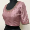 Raw Silk Readymade Saree Blouse – Elegant Neck & Sleeve Thread Embroidery Blouse with Princess Cut