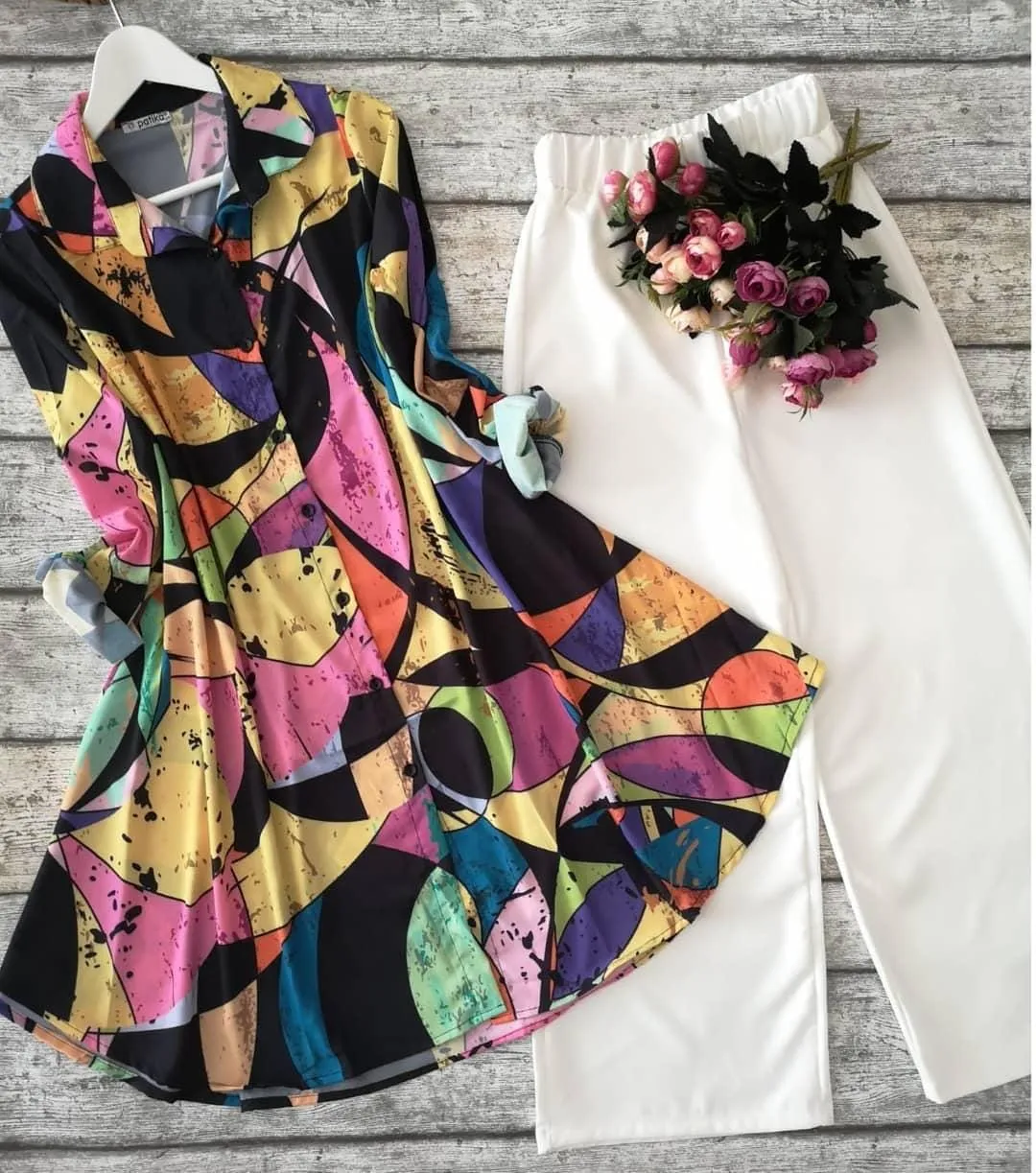 Rayon Printed Shirt Kurti Set  Stretchable Lycra Palazzo