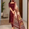 Ready-to-Wear Mangalagiri Butti Silk Cotton Kurta Pant Set with Authentic Kalamkari Dupatta - Image 12