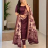 Ready-to-Wear Mangalagiri Butti Silk Cotton Kurta Pant Set with Authentic Kalamkari Dupatta - Image 15