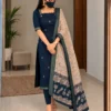 Ready-to-Wear Mangalagiri Butti Silk Cotton Kurta Pant Set with Authentic Kalamkari Dupatta - Image 5