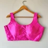 Readymade Padded Satin Silk Saree Blouse with Wide Strap Sleeveless Neckline in Multi-Color Pastel Shades - Image 2