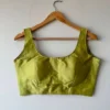 Readymade Padded Satin Silk Saree Blouse with Wide Strap Sleeveless Neckline in Multi-Color Pastel Shades - Image 6