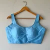 Readymade Padded Satin Silk Saree Blouse with Wide Strap Sleeveless Neckline in Multi-Color Pastel Shades - Image 7