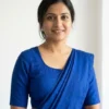 Royal Blue Raw Silk Deep U-Neck Blouse