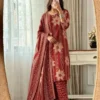 Rust Orange Pure Cotton 6060 Suit Set | Discharge Floral Print Kurti with Mirror Work & Dupatta - Image 10