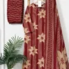 Rust Orange Pure Cotton 6060 Suit Set | Discharge Floral Print Kurti with Mirror Work & Dupatta - Image 4