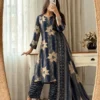 Rust Orange Pure Cotton 6060 Suit Set | Discharge Floral Print Kurti with Mirror Work & Dupatta - Image 7
