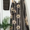 Rust Orange Pure Cotton 6060 Suit Set | Discharge Floral Print Kurti with Mirror Work & Dupatta - Image 9