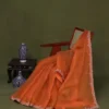 Rust Orange Silk Blouse with Scallop Cutwork Neckline | Handcrafted Silver Zardozi Embroidery Saree Choli - Image 7