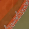 Rust Orange Silk Blouse with Scallop Cutwork Neckline | Handcrafted Silver Zardozi Embroidery Saree Choli - Image 9
