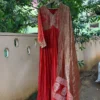 Rust Red Silk Anarkali Suit Set with Banarasi Tissue Dupatta | Handcrafted Zardozi Yoke Long Gown Dress - Image 6