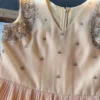 Rust Terracotta Silk Pleated Anarkali Dress with Detailed Zardozi Embroidery | Sleeveless Haldi Sangeet Bridesmaid Gown - Image 4