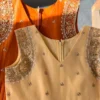 Rust Terracotta Silk Pleated Anarkali Dress with Detailed Zardozi Embroidery | Sleeveless Haldi Sangeet Bridesmaid Gown - Image 7