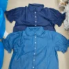 Silky Denim Peter Pan Collar Frill Top for Women – Short Puff Sleeve Button-Down Crop Shirt | Plus Size Casual Denim Blouse (XXL & 4XL)
